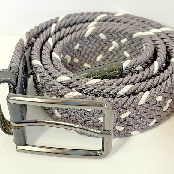Johnston Murphy Braided Golf Belts Lot Of 2 Men’s 34 Grey and Tan Khaki - Picture 3 of 7